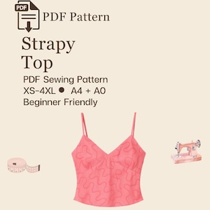 Strappy Top Sewing Pattern PDF: Beginner-Friendly, Sizes XS-4XL (A4/A0 Printable Digital Download)
