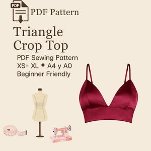 Triangle Crop Top Sewing Pattern: Beginner-Friendly PDF (XS-XL)