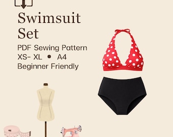 Swimsuit Sewing Pattern PDF: Beginner-Friendly, XS-3XL (A4 Printable Digital Download)