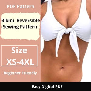 Omkeerbaar naaipatroon bikini | Maten XS tot 4XL | Direct downloaden | Eenvoudige digitale pdf