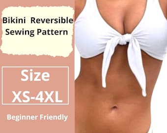 Bikini Reversible Sewing Pattern pdf | Sizes XS to 4XL  | A4 printable digital Download | Easy pattern for beginner