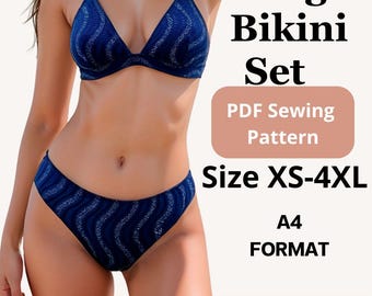 Triangle Bikini Set  Sewing Pattern | Beginner-Friendly, XS-4XL (A4 PDF)