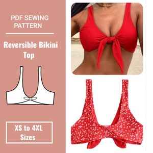 Bikini Sewing Pattern | Bikini Top Pattern | Reversible Seamless Swimsuit  |sizes (XS to 4XL)  | include Instructions and video tutorial