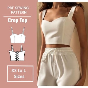 Strap Crop Top Pattern | PDF sewing pattern| Sizes (XS to L) | Include Instructions