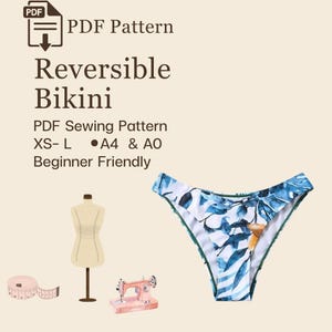 Reversible Bikini  Sewing Pattern | sizes XS to L | Instant download | Easy Digital PDF