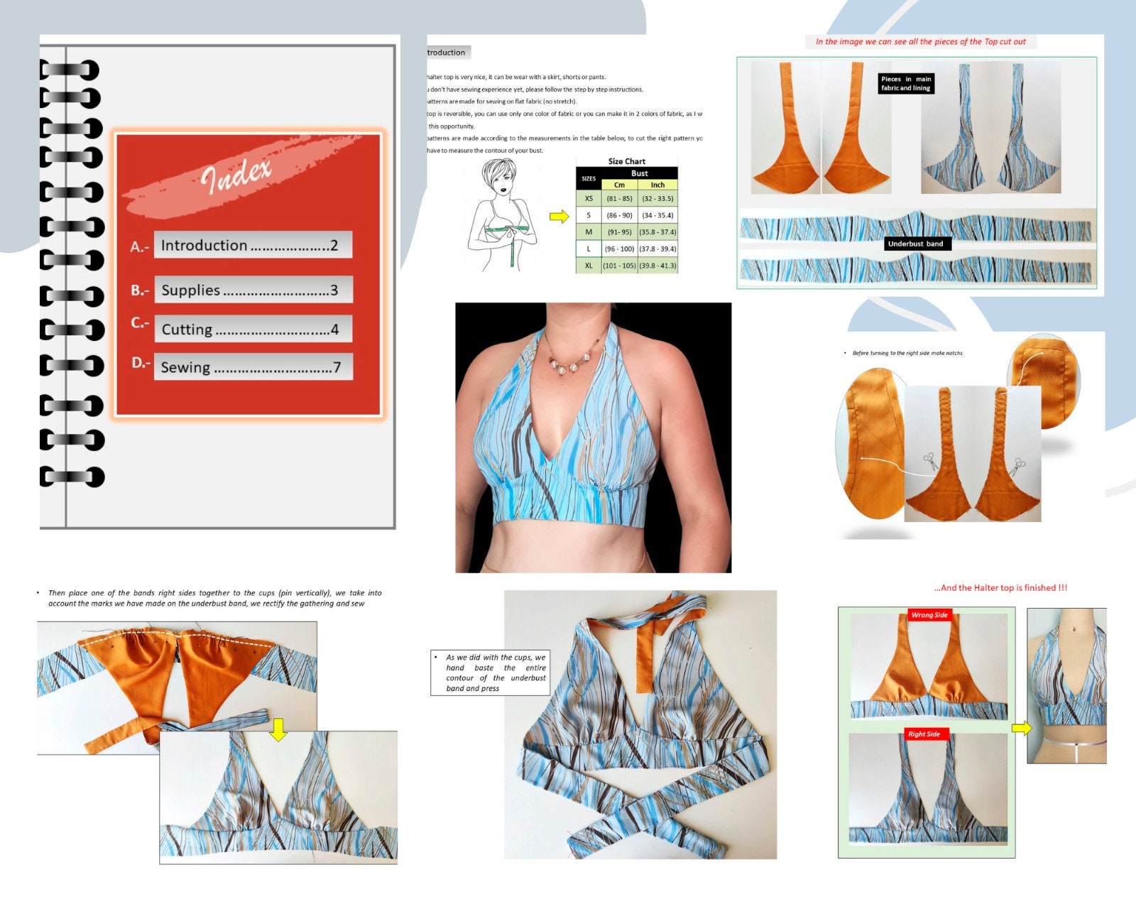 PDF Halter Crop Top Sewing Pattern Womens Halter Neck Bralet Style