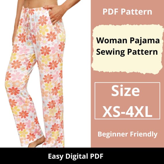 Woman Pajama Pants Sewing Pattern Christmas Pajamas Size XS to 4XL PDF Sewing Pattern Instant Download Etsy UK