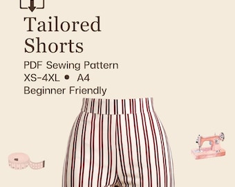 Molde para shorts | Tamanhos do PP ao 4XG | Download digital em formato A4 | Molde fácil para iniciantes