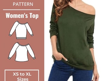 One Shoulder Crop Top Sewing Pattern | XS to XL |  Instant Download | Digital PDF | crop top pattern