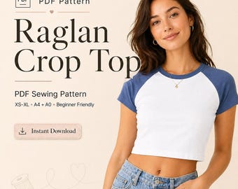 Raglan top sewing  pattern | sizes XS to XL | Instant Download |Easy Digital PDF