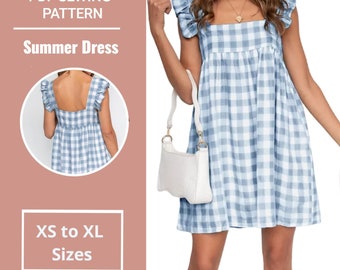 Patron de couture de robe | Tailles XS à XL | télécharger le patron au format pdf | Patron de robe d'été