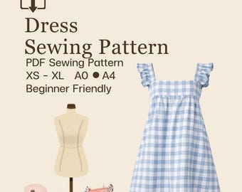 Patrón de costura para top de verano / Apto para principiantes, tallas XS-2XL (Patrón PDF A4/A0)