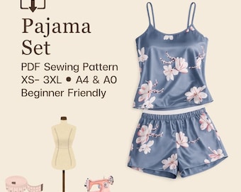 Pyjama-Set-Schnittmuster: Einfache Anfänger-PDF-Anleitung (Größen XS-3XL, A4/A0 enthalten)