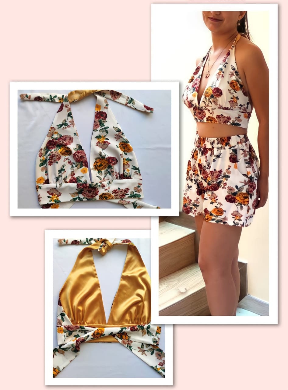 PDF Halter Crop Top Sewing Pattern Womens halter neck bralet Etsy España