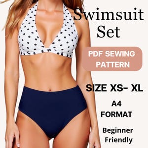 Swimsuit set sewing pattern pdf | Size XS-XL | Instant Download / Easy Digital PDF
