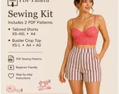 Summer Sewing Pattern: Bustier Crop Top and Tailored Shorts (PDF Download)