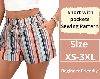 Naaipatroon short met zakken | Maten XS tot 3XL | Direct downloaden | Eenvoudige digitale pdf