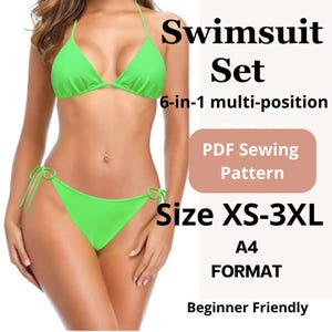 Multi-Way Swimsuit Sewing Pattern: Beginner-Friendly, Sizes XS-3XL (A4 PDF Download)