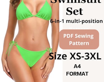 Multi-Way Swimsuit Sewing Pattern: Beginner-Friendly, Sizes XS-3XL (A4 PDF Download)