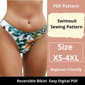 Naaipatroon omkeerbare bikini | maten XS tot L | Direct downloaden | Eenvoudige digitale pdf