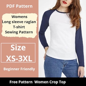 Sewing pattern long sleeve shirt for women  | Sizes XS to 3XL | Instant download | Easy Digital PDF