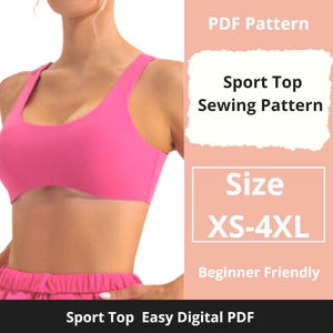 Naaipatroon sporttop | Maten XS tot 4XL | Direct downloaden | Eenvoudige digitale pdf