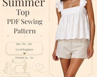 Summer top Sewing Pattern | Beginner Friendly, XS-2XL (PDF Pattern A4/A0)