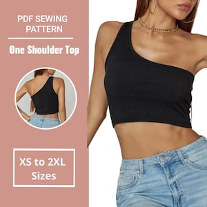 Top met één schouder Naaipatroon | Maten XS tot 2XL | Direct downloaden | Eenvoudige digitale pdf