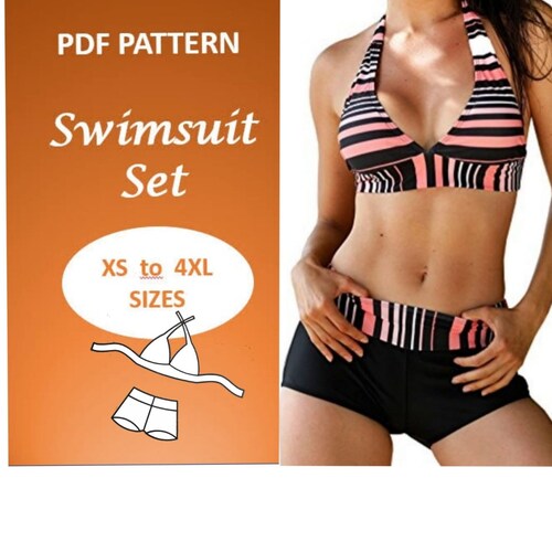 Swimsuit Pattern Sports Bikini Halter Bikini Top Pattern Etsy