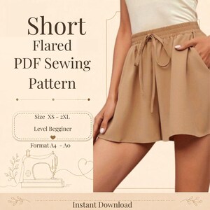 Shorts Flared Sewing Pattern PDF: Beginner-Friendly, Sizes XS-2XL (A4/A0 Printable Download