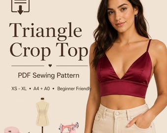 Triangle Crop Top Sewing Pattern: Beginner-Friendly PDF (XS-XL)