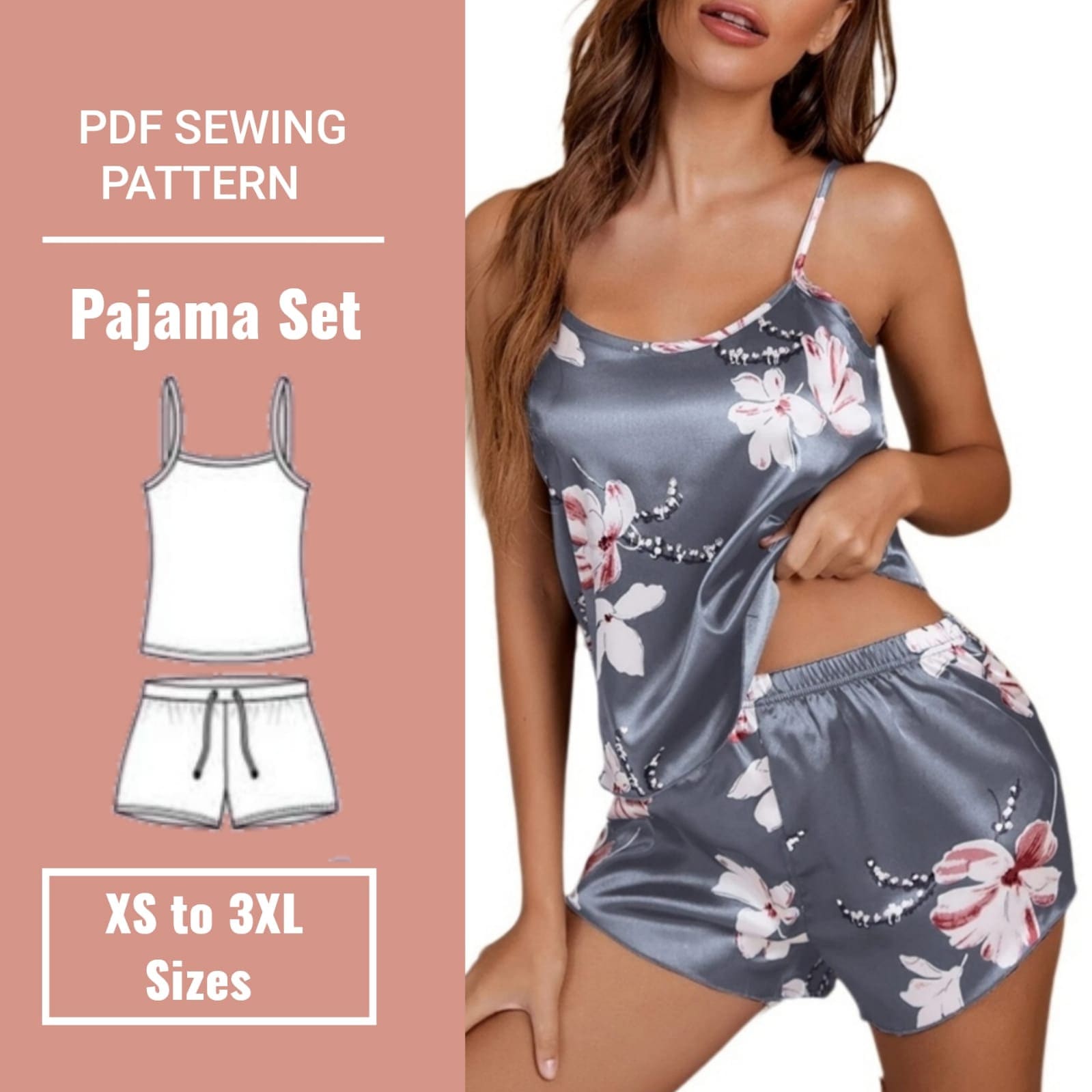 2 Piece Satin Pajama Set Etsy Canada