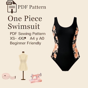 Molde para costura de maiô: tamanhos do XS ao 4XL, ideal para iniciantes (download digital imprimível em formato A4/A0)