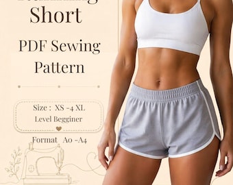 Wzór szycia spodenek do biegania w formacie PDF, XS-4XL, A4 A0, wzór cyfrowy ze wskazówkami krok po kroku