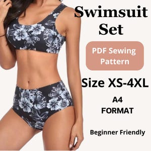 Swimsuit Set Sewing Pattern | Sizes XS to 4XL   | instant download | Easy Digital PDF