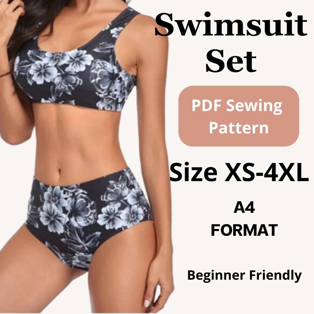 Swimsuit Set Sewing Pattern | Sizes XS to 4XL   | instant download | Easy Digital PDF
