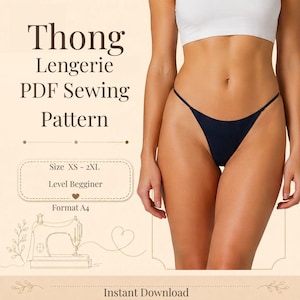 Sewing Pattern Thong Lingerie | PDF Digital Download | Size XS-2XL | Easy pattern for beginners
