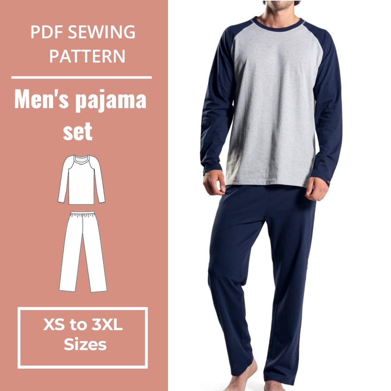 Mens Designer Pajamas for Men Sleepwear Set Pijama Set Long Sleeve Sleep  Tops Trousers Sleep Wear Autumn Men Cotton Pajama Set