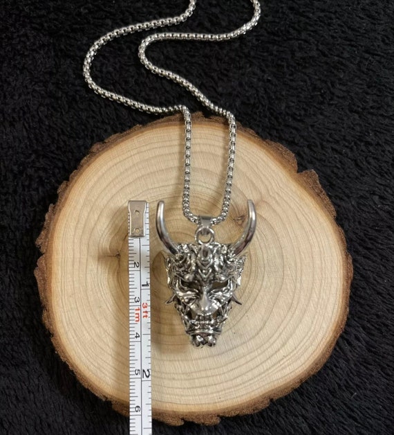 Stainless Steel Japanese Devil Pendant Necklace on 18inch Stainless Steel Japanese Devil Pendant Necklace on 18inch