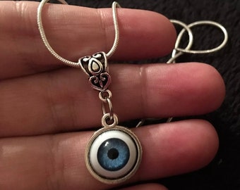 Augen Halskette Augapfel 18inch Kette Cameo Cabochon Charm Glück Schutz Gothic Horror Ausgefallene
