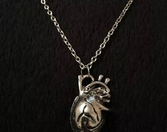 3D anatomische hartketting op 18 inch ketting realistische zilveren liefde charme hanger ongebruikelijke wetenschap Geek Beat