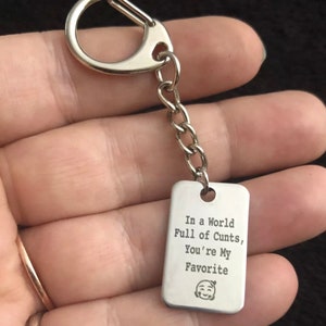 Small Favorite C*NT Keyring INSULT Funny SWEAR Word Charm Keychain Joke Gift Valentine