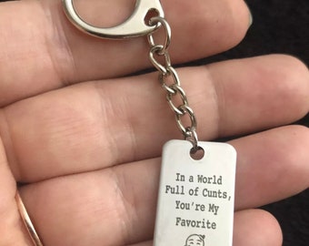 Small Favorite C*NT Keyring INSULT Funny SWEAR Word Charm Keychain Joke Gift Valentine