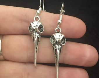 Kraai Schedel Oorbellen roestvrijstalen haken Vogelhanger Gothic Charm Animal Vintage Steampunk Potter UK