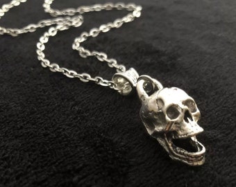 Large 3D biker Skull Necklace 24”chain day dead pendant Mexican Sugar Bowie Lighting