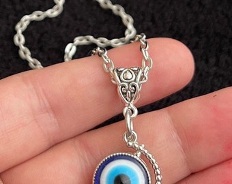 Spinning Turkish Evil Eye Pendant ayn al-ḥasūd Nazar Protection Gift 18” Chain