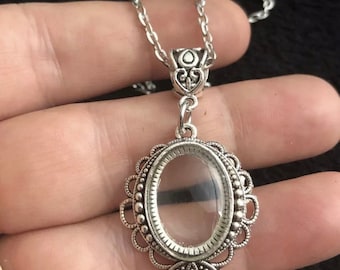 Kleine Lupe Halskette Wikinger-Stil Anhänger 18-Zoll-Kette Silber Gothic Steampunk Cosplay viktorianischen Vintage-Stil