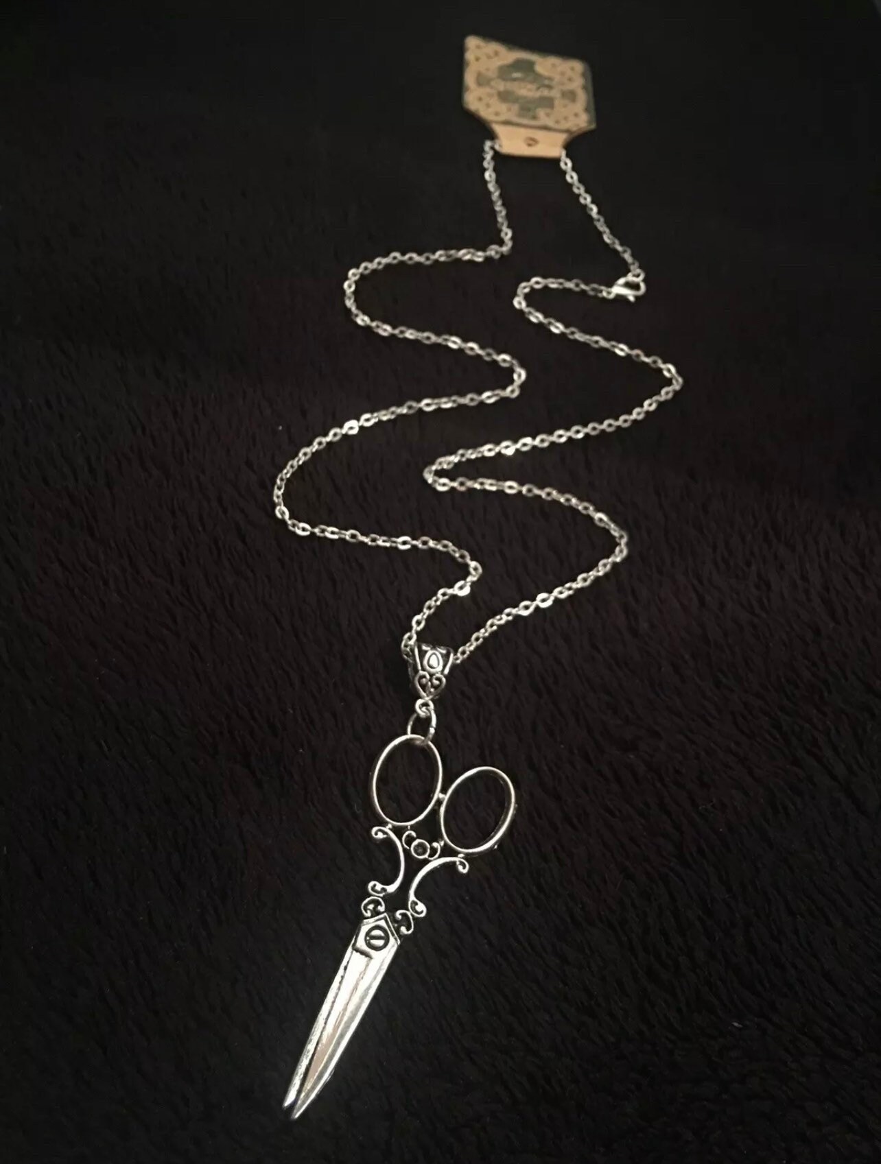 Scissors Chain Large Scissor Necklace Pendant on 24inch Chain. Antique Victorian Style ...