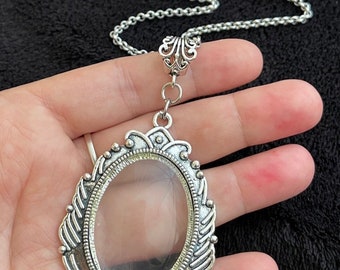 Große Lupen Stil Halskette Wikinger Stil Anhänger lange Edelstahl 30 Zoll Kette Silber Gothic viktorianischen Blickfang Stück UK