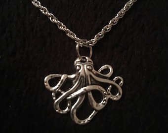 Octopus hanger ketting Dierenhanger Zilver aan 24 inch ketting